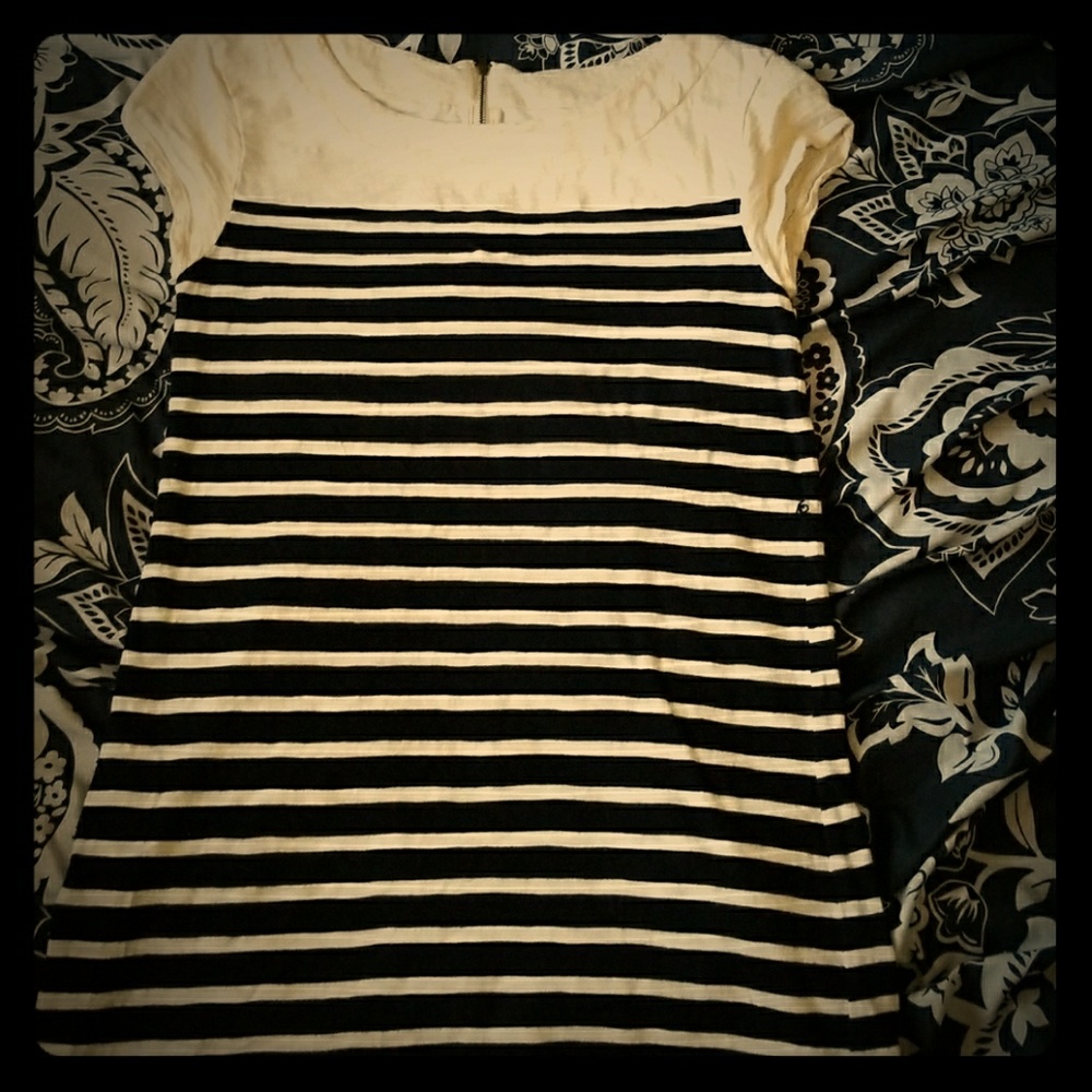 Black and white striped dress